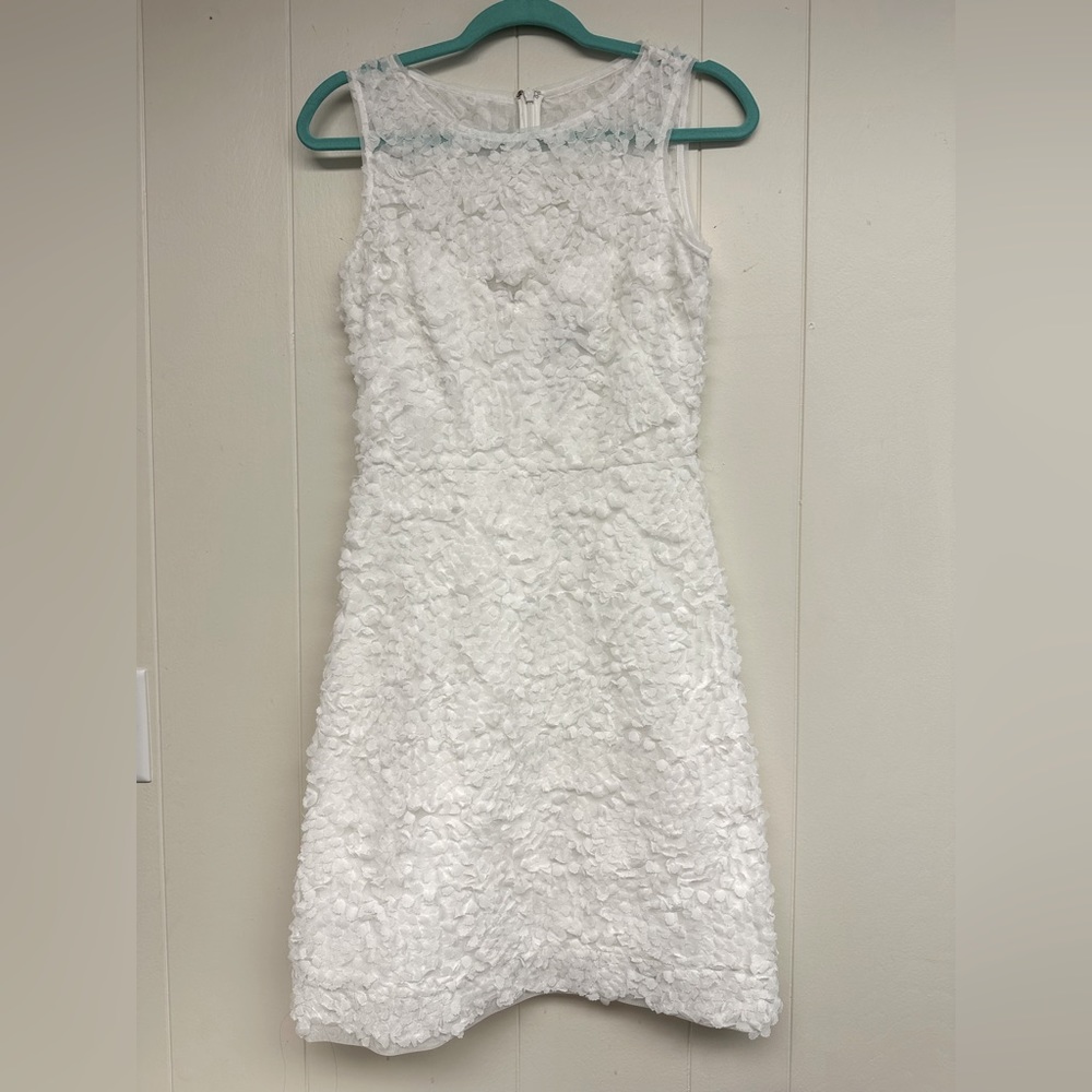 Midi white cocktail floral dress, Size 4